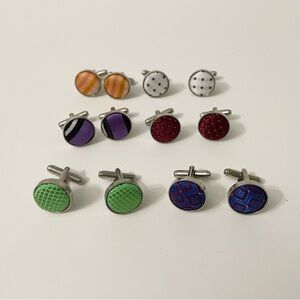 Vintage Lot of 6 Cufflinks Fabric Assorted Colours